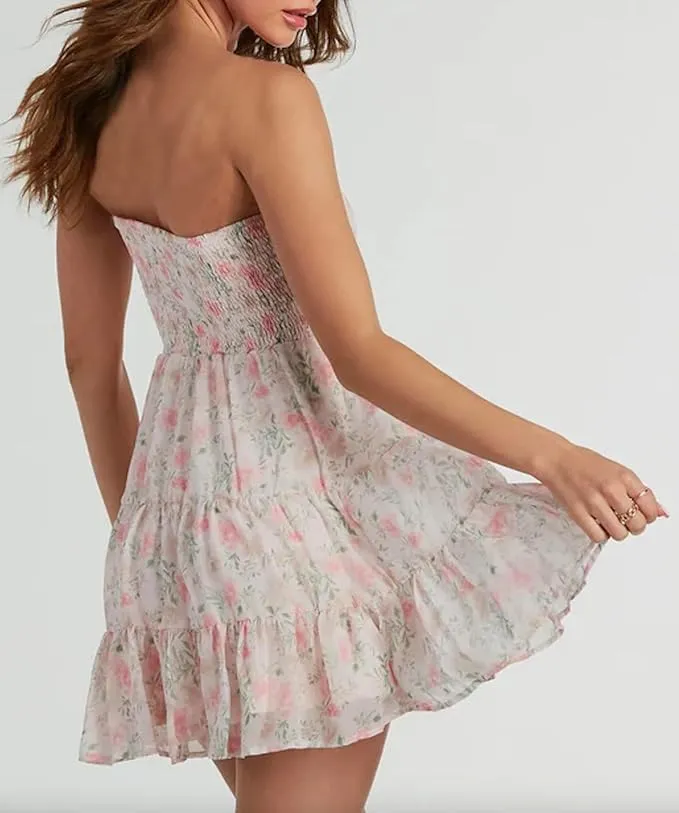 Summer Dresses for Women Strapless Tube Top Mini Dresses Beach Boho Sundress 2025