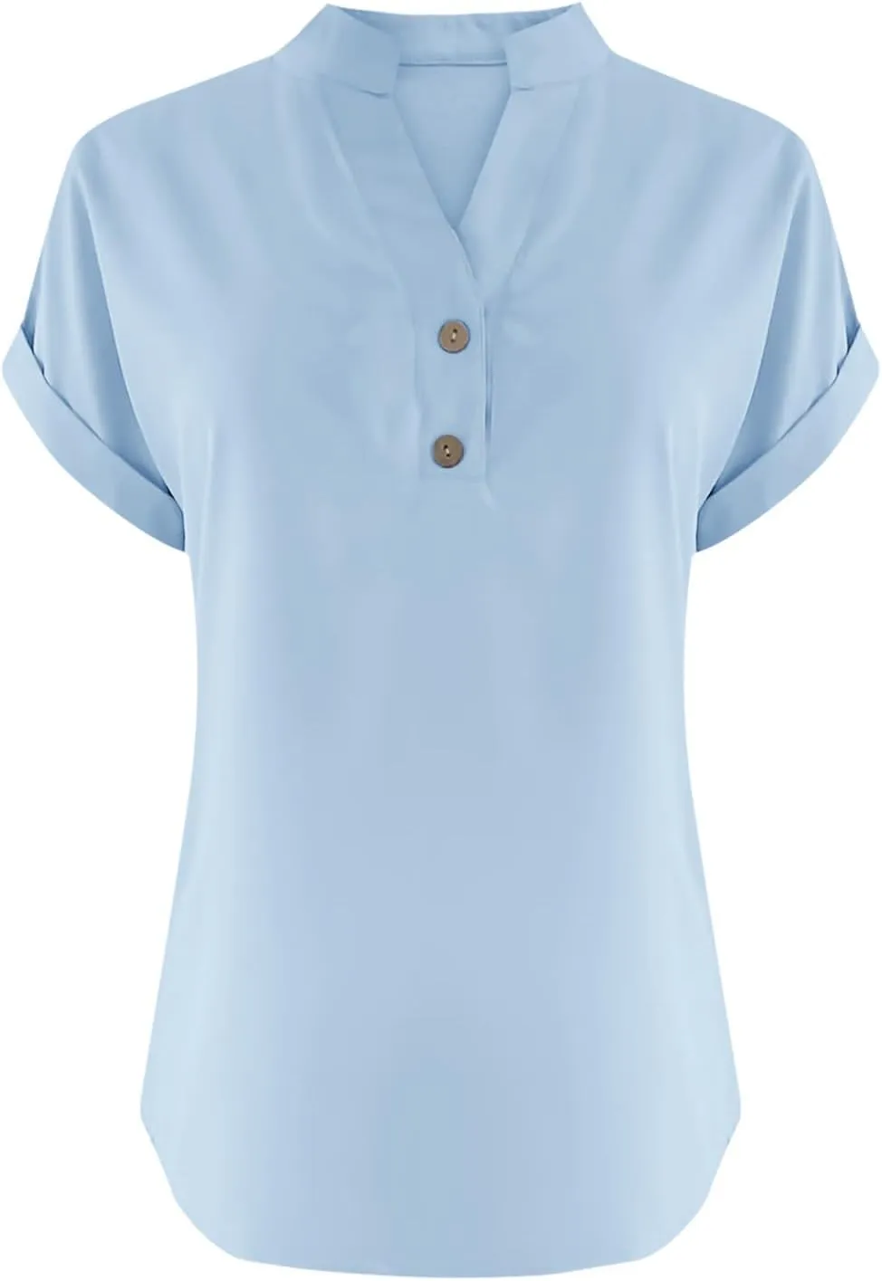 Summer Tops for Women 2025 Trendy Short Sleeve Cotton Linen Shirt Casual Button v Neck Tunic Blouses Outfits