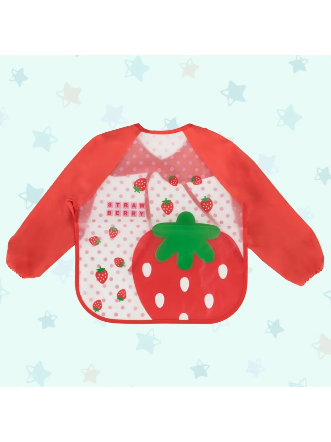 Sweet Strawberry Patch Long-Sleeve Waterproof Baby Bibs For Girls