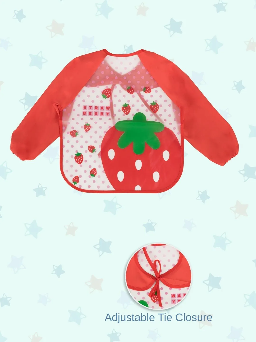 Sweet Strawberry Patch Long-Sleeve Waterproof Baby Bibs For Girls