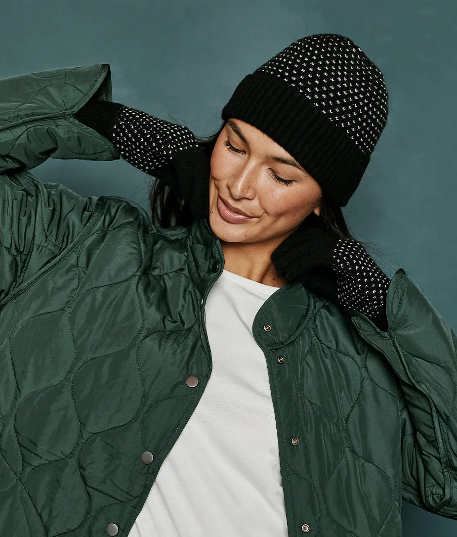 The Luxe Cashmere Blend Mix Stitch Hat - Sea Urchin & White Sand