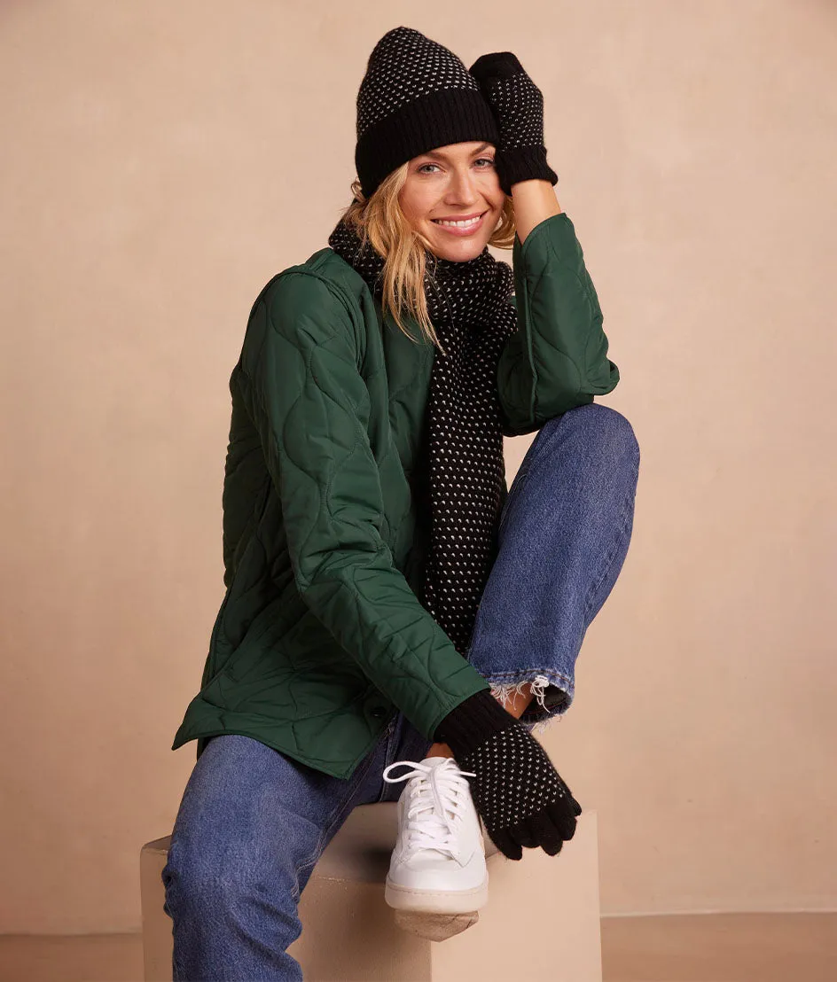 The Luxe Cashmere Blend Mix Stitch Hat - Sea Urchin & White Sand