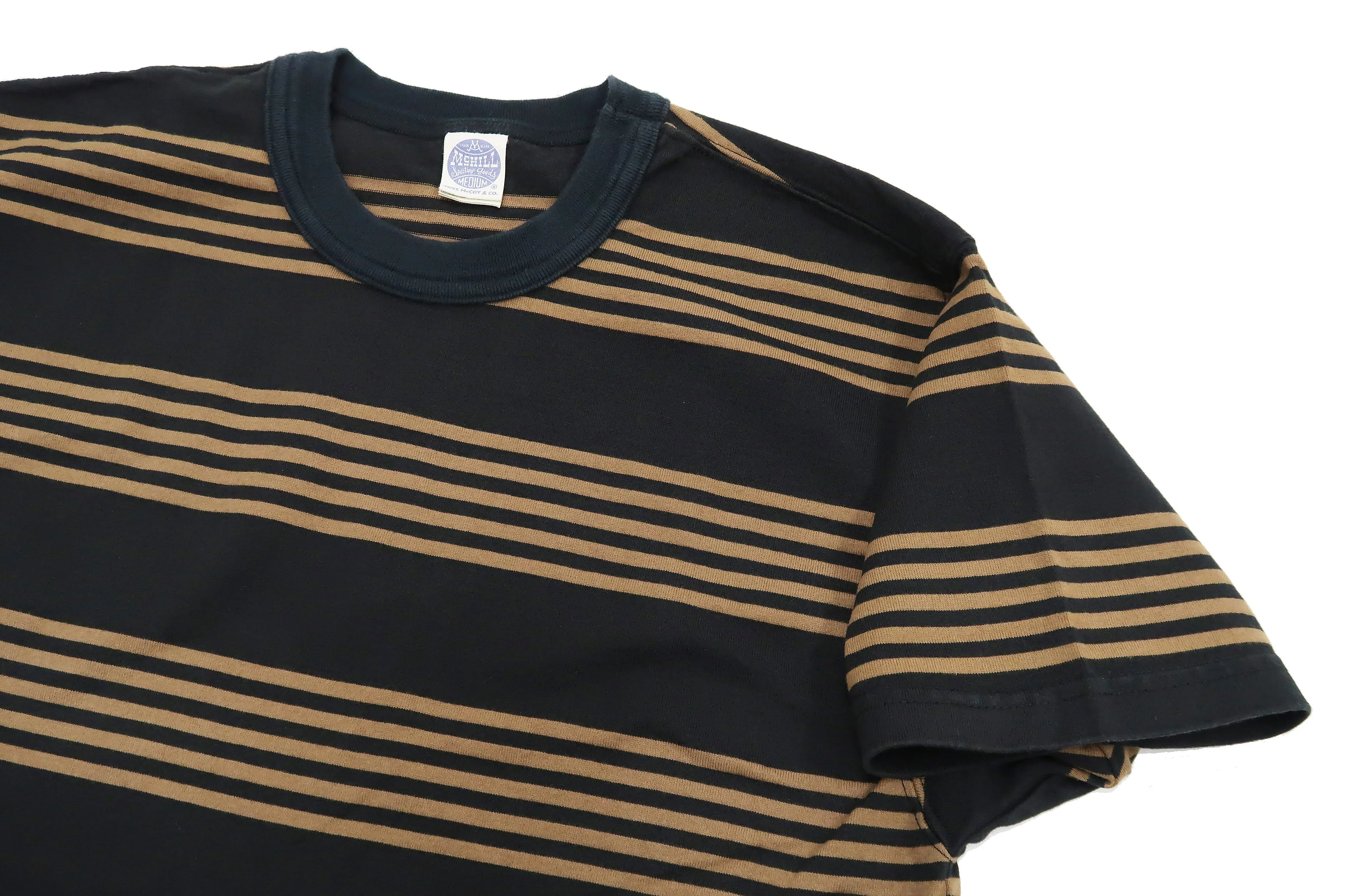TOYS McCOY Striped T-Shirt Men's Steve McQueen Short Sleeve Stripe Tee TMC2342 051 Coyote-Brown/Black
