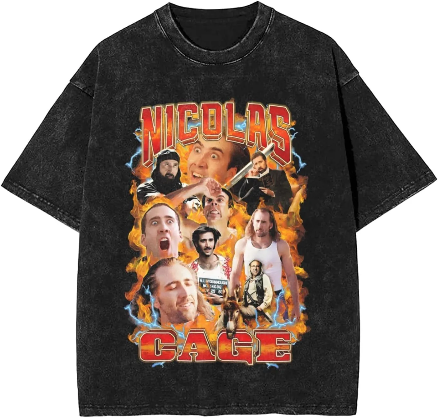 Tshirt Men Vintage Music Graphic Oversize Washed Streetwear Tee Tops