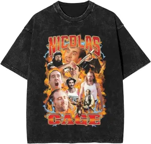 Tshirt Men Vintage Music Graphic Oversize Washed Streetwear Tee Tops