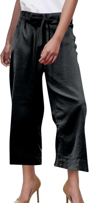 Women Linen Pants Beach Plus Size Blend Drawstring Pant Relaxed Fit Wide Leg Pants Casual Gauze Pant with Pockets