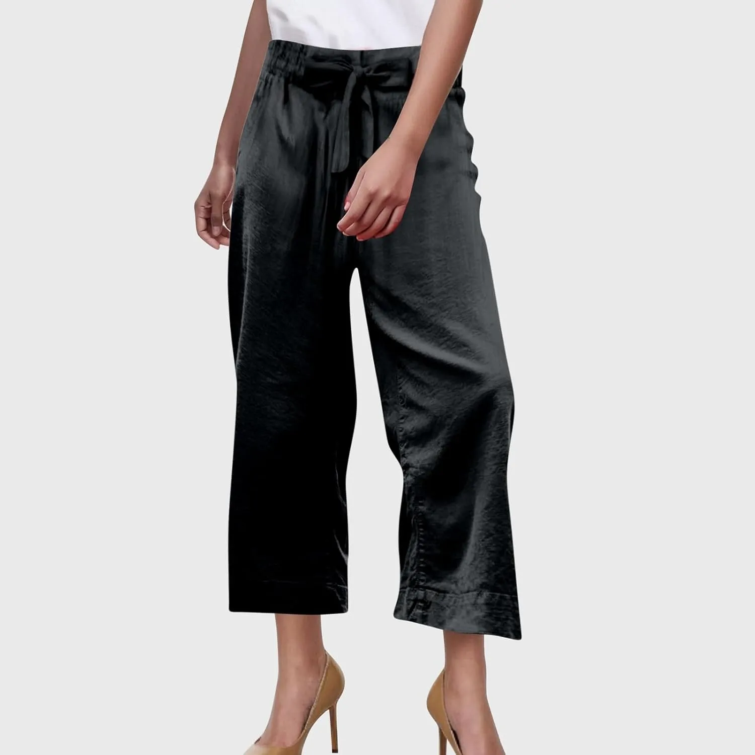 Women Linen Pants Beach Plus Size Blend Drawstring Pant Relaxed Fit Wide Leg Pants Casual Gauze Pant with Pockets