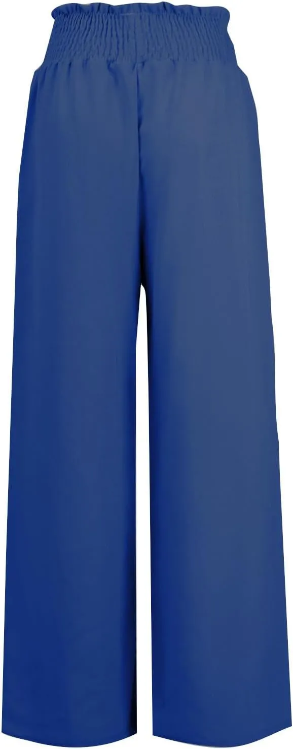 Women Linen Pants Palazzo Dressy Wide Leg Pants Summer Boho Linen Pant Flowy Beach Trousers with Pockets Resort Wear
