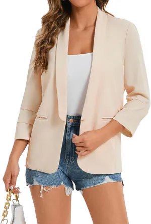 Women's 2024 Casual Blazers 3/4 Sleeves Lightweight Business Work Blazer Jackets with Pockets