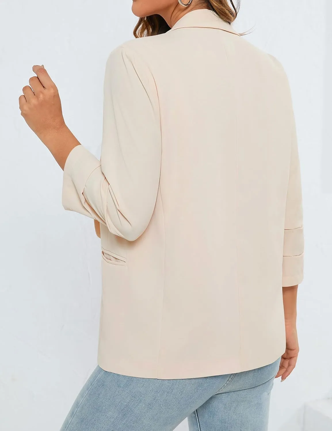 Women's 2024 Casual Blazers 3/4 Sleeves Lightweight Business Work Blazer Jackets with Pockets