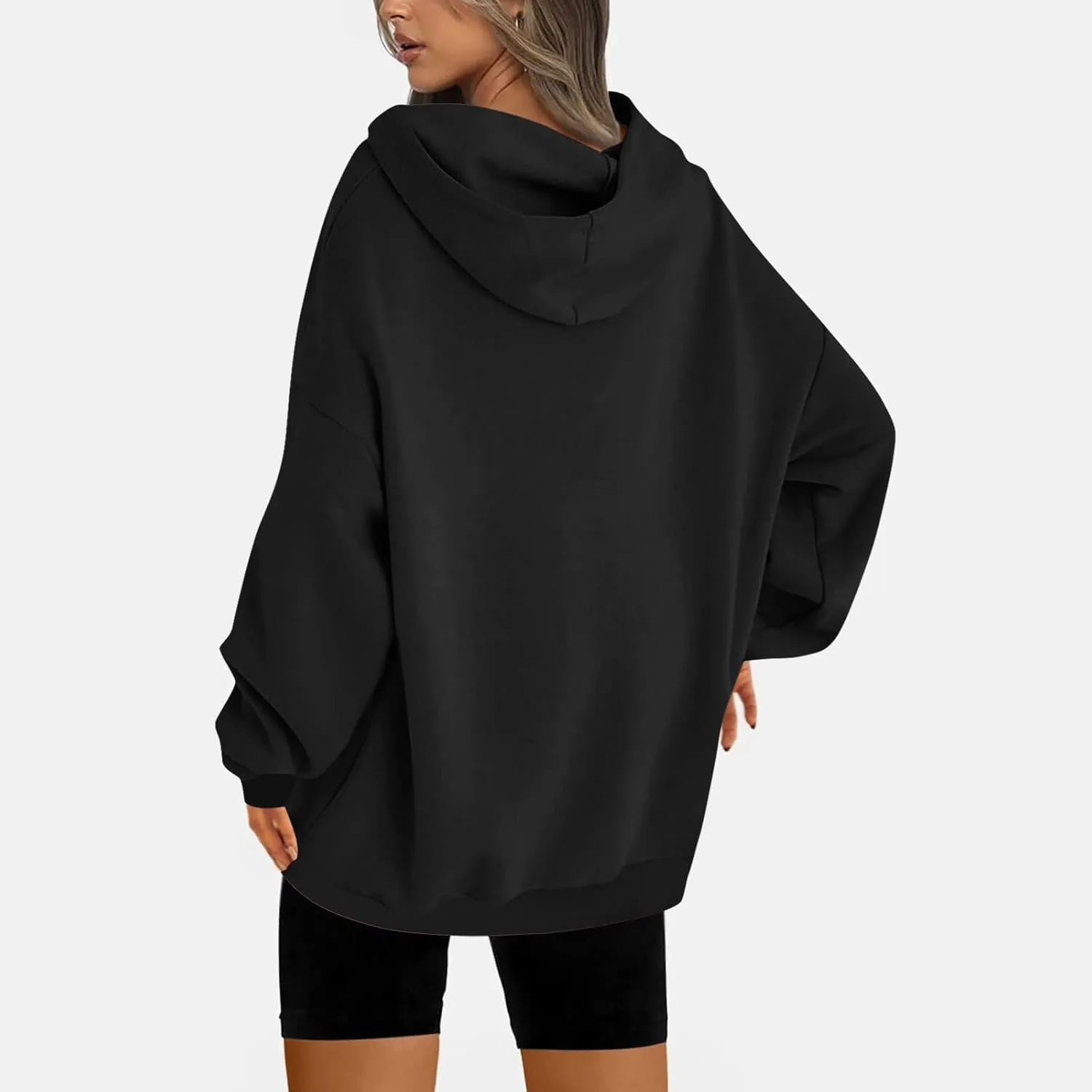Women's Hoodies Oversized Casual Plus Size Sweatshirts with Drawstring Crew Neck Long Sleeve Cute Fleece Tops