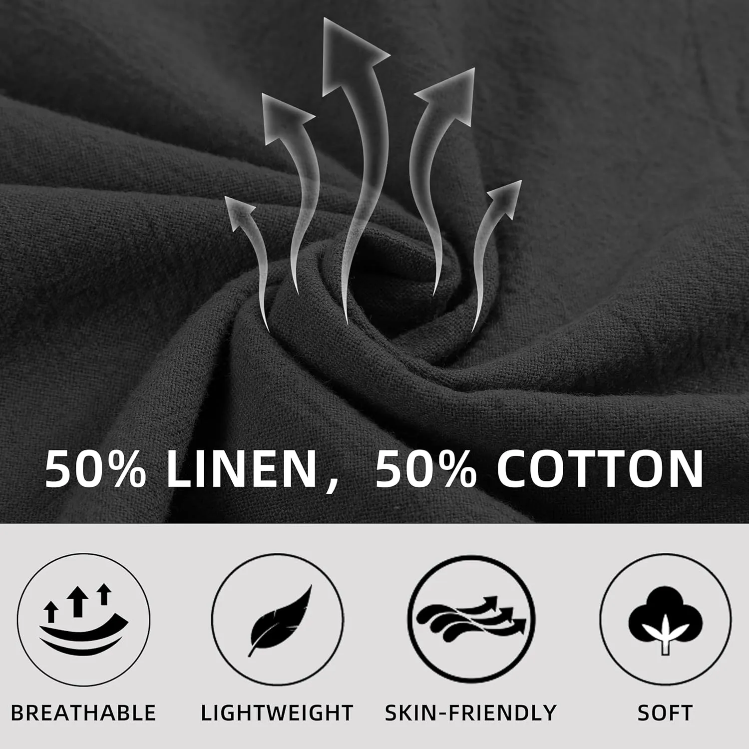 Womens Linen Pants Elastic High Waisted Wide Leg Drawstring Casual Loose Cropped Pants with Pockets