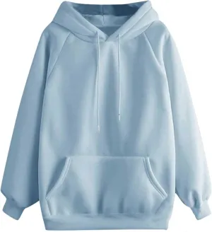 Women's Long Sleeve Fashion Hoodies Casual Oversized Loose Drawstring Pullover Crew Neck Long Sleeve Top with Pockets