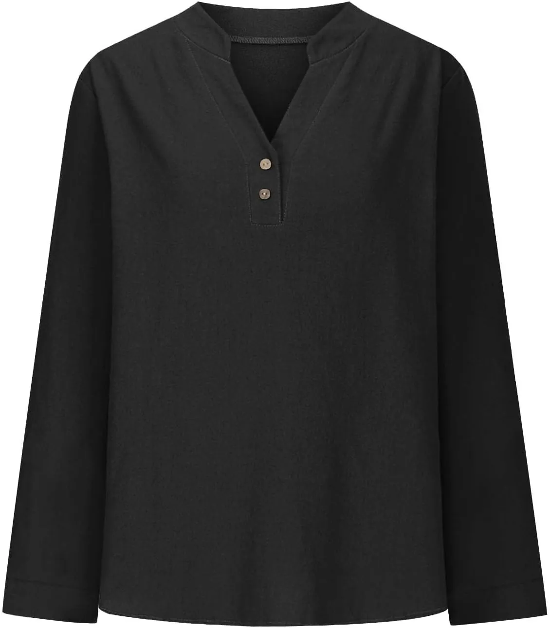 Women's Long Sleeve T Shirts Button Down V Neck Tunic Classic Loose Fit Blouses 2024 Fall Trendy Casual Daily Tops