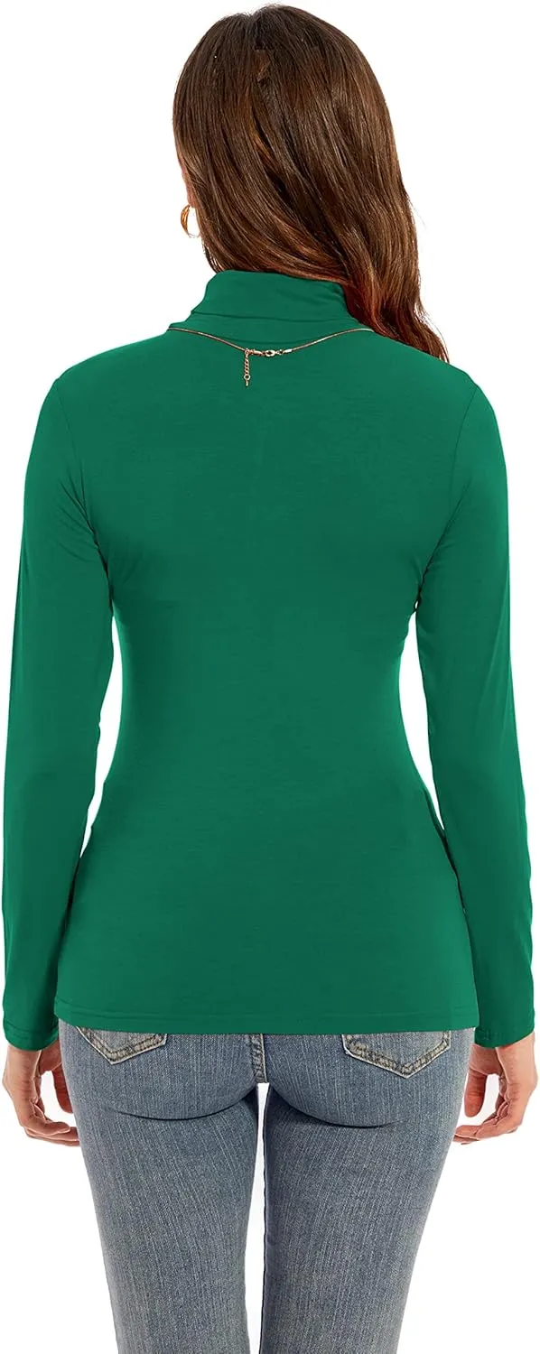 Womens Long Sleeve Turtleneck T-Shirts Casual Lightweight Slim Fit Cozy Base Layer Top