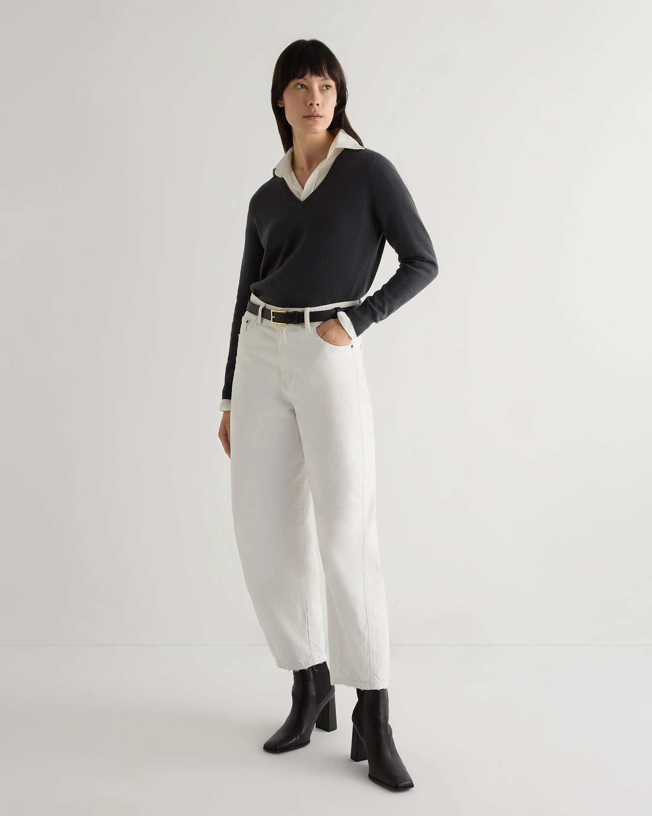 Women's Phoebe V Neck Cashmere Sweater Anthracite Grey