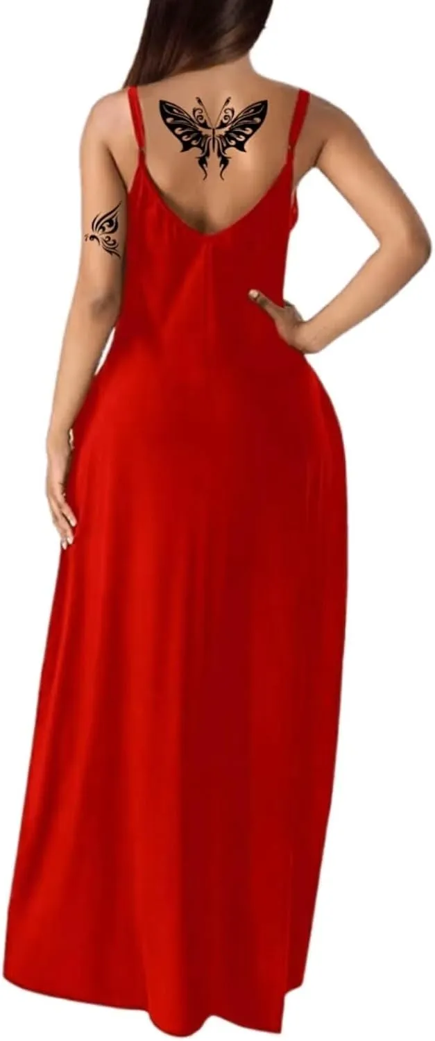 Women's Summer Maxi Dress Long Dress Casual Boho Sleeveless Strap Smocked Tiered Long Beach Sun Dresses