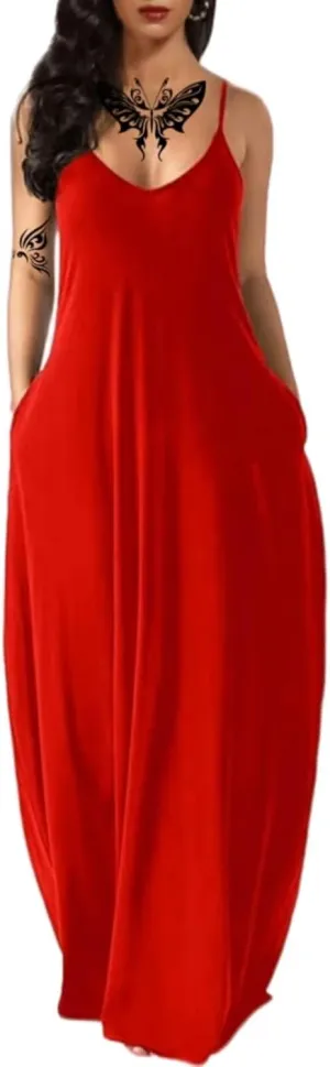 Women's Summer Maxi Dress Long Dress Casual Boho Sleeveless Strap Smocked Tiered Long Beach Sun Dresses