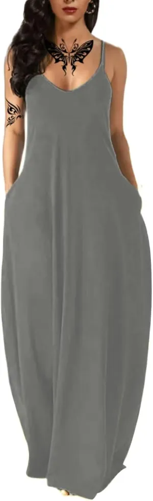 Women's Summer Maxi Dress Long Dress Casual Boho Sleeveless Strap Smocked Tiered Long Beach Sun Dresses