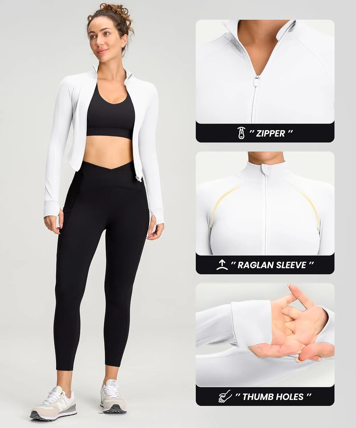 Womens Zip Up Bbl Jacket Lightweight Cropped Athletic Jacket Track Gym Workout Jackets for Running Yoga Hiking